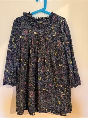 Bonpoint Black Floral Ruffle-Neck Blouse